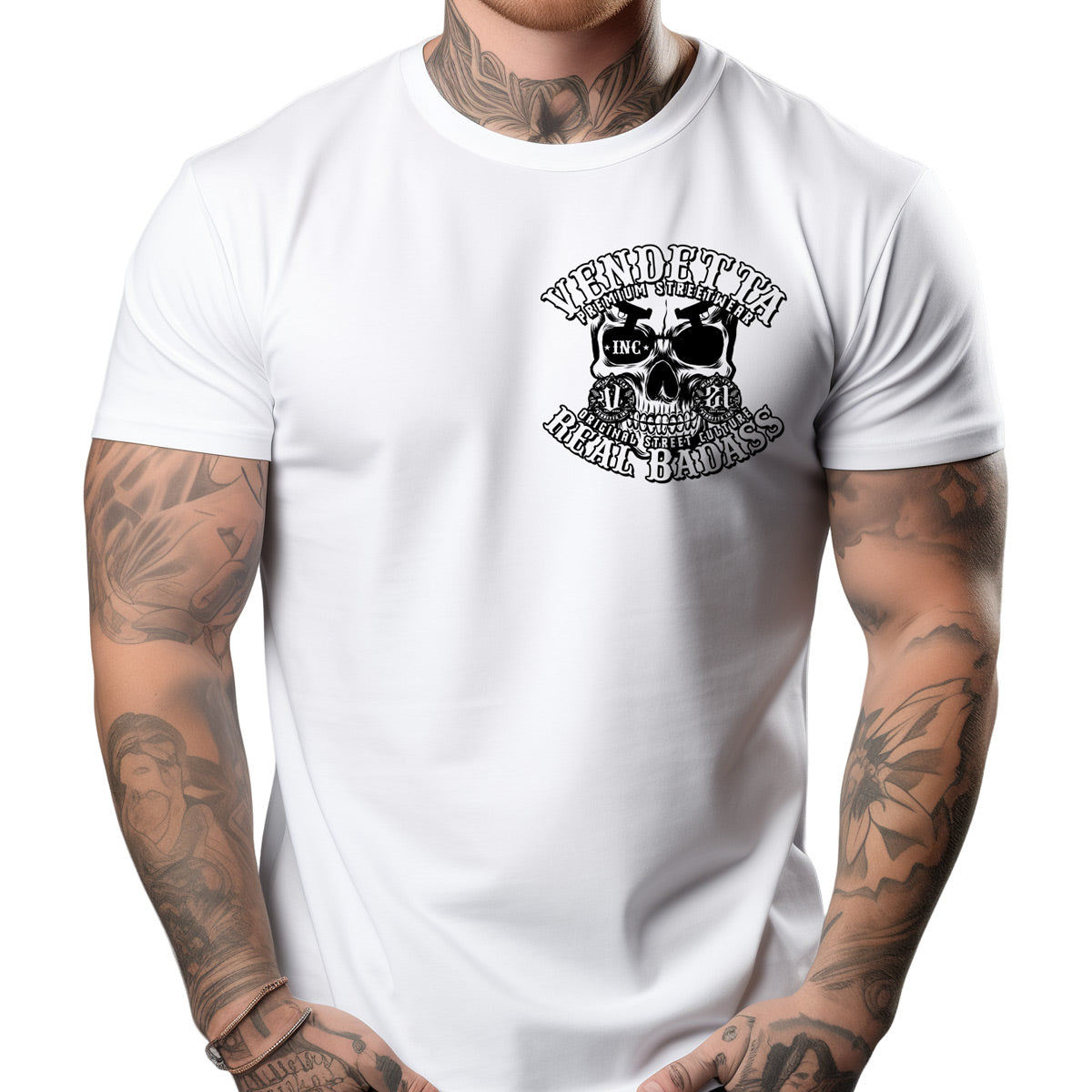 Vendetta Inc. Shirt weiß Real Skull VD-1377