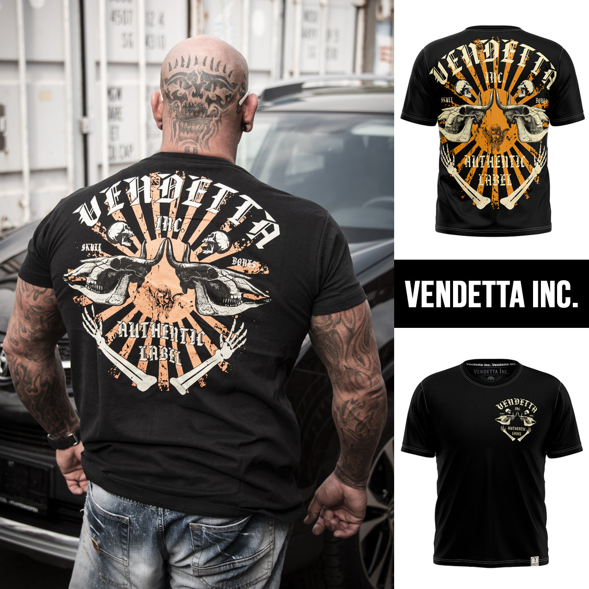 Vendetta Inc. Shirt Skull Bones black VD-1089