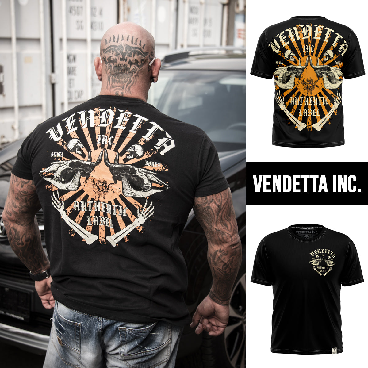 Vendetta Inc. Shirt Skull Bones schwarz VD-1089