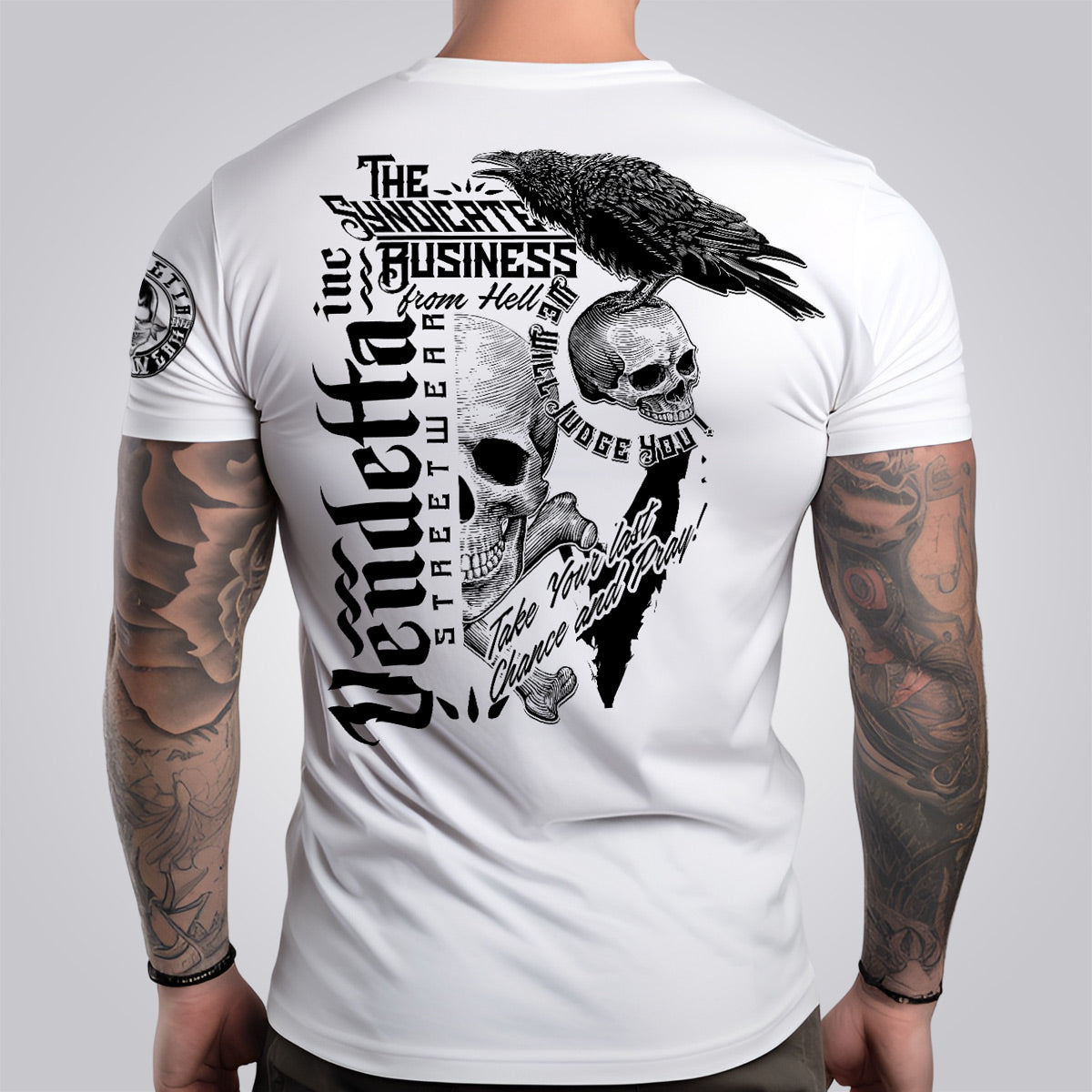 Vendetta Inc. Shirt Skull & Crow weiß VD-1339