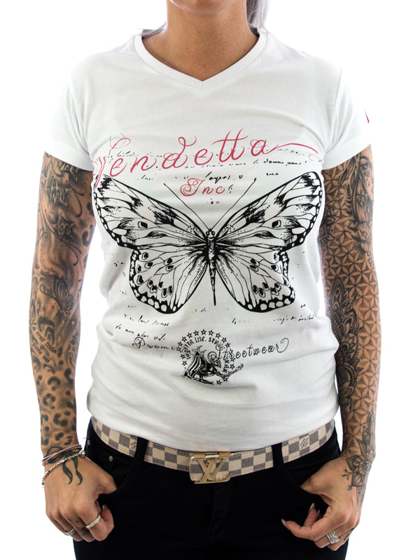 Vendetta Inc. Shirt Butterfly weiß VD-0012