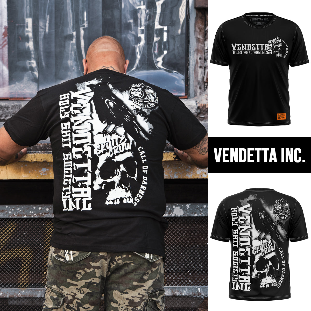 Vendetta Inc. Shirt Skull Crow schwarz VD-1167